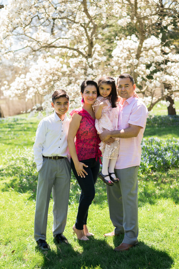 Family session for parents and two kids at Fabyan Forest Preserve in Geneva in the spring by family photographer Mila Craila Photography