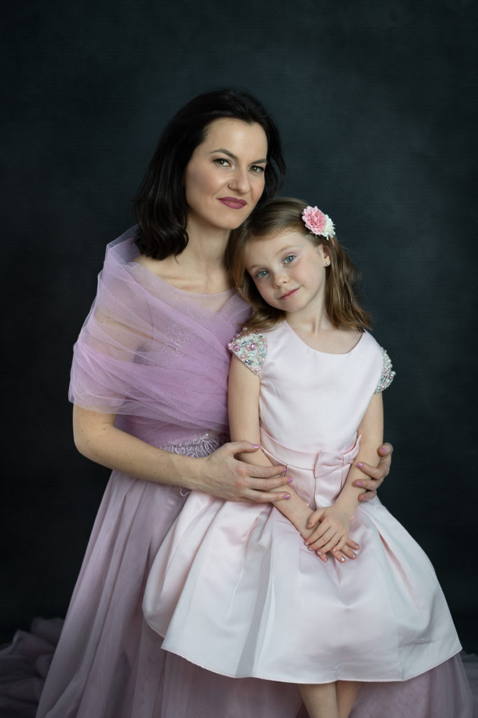 Studio family session for a young girl and her mother in Naperville by family photographer Mila Craila Photography