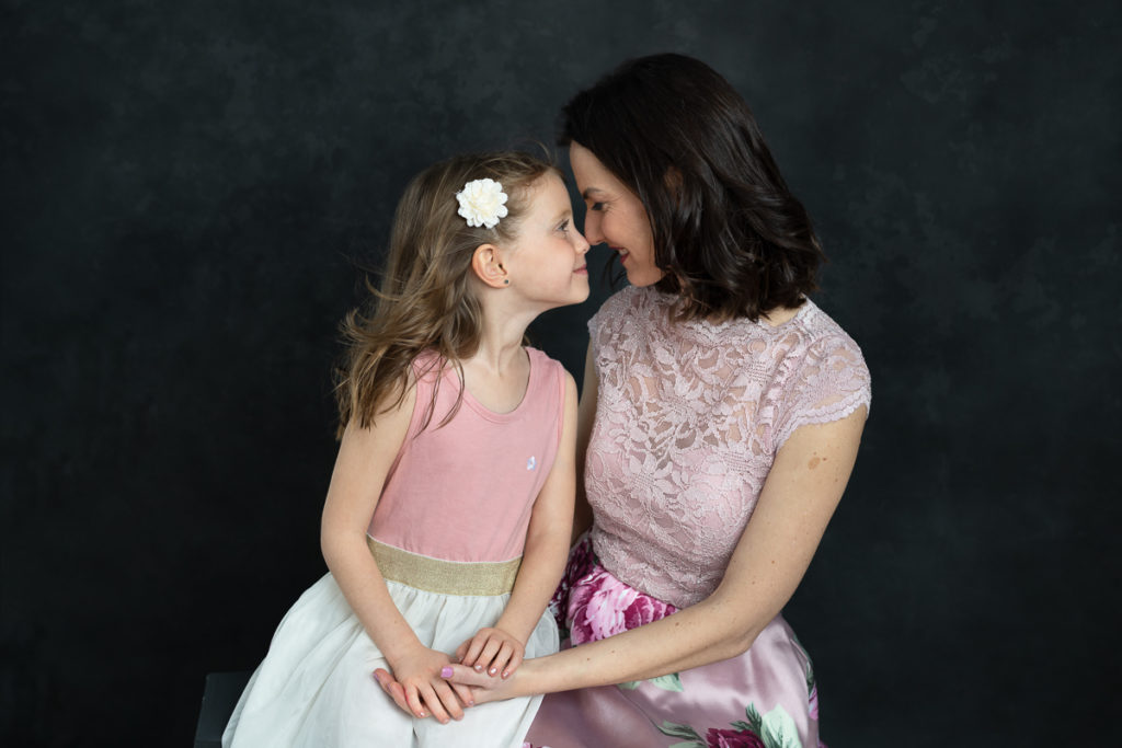 Studio family session for a young girl and her mother in Naperville by family photographer Mila Craila Photography