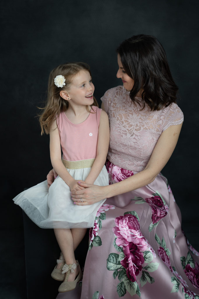 Studio family session for a young girl and her mother in Naperville by family photographer Mila Craila Photography